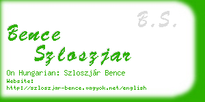 bence szloszjar business card